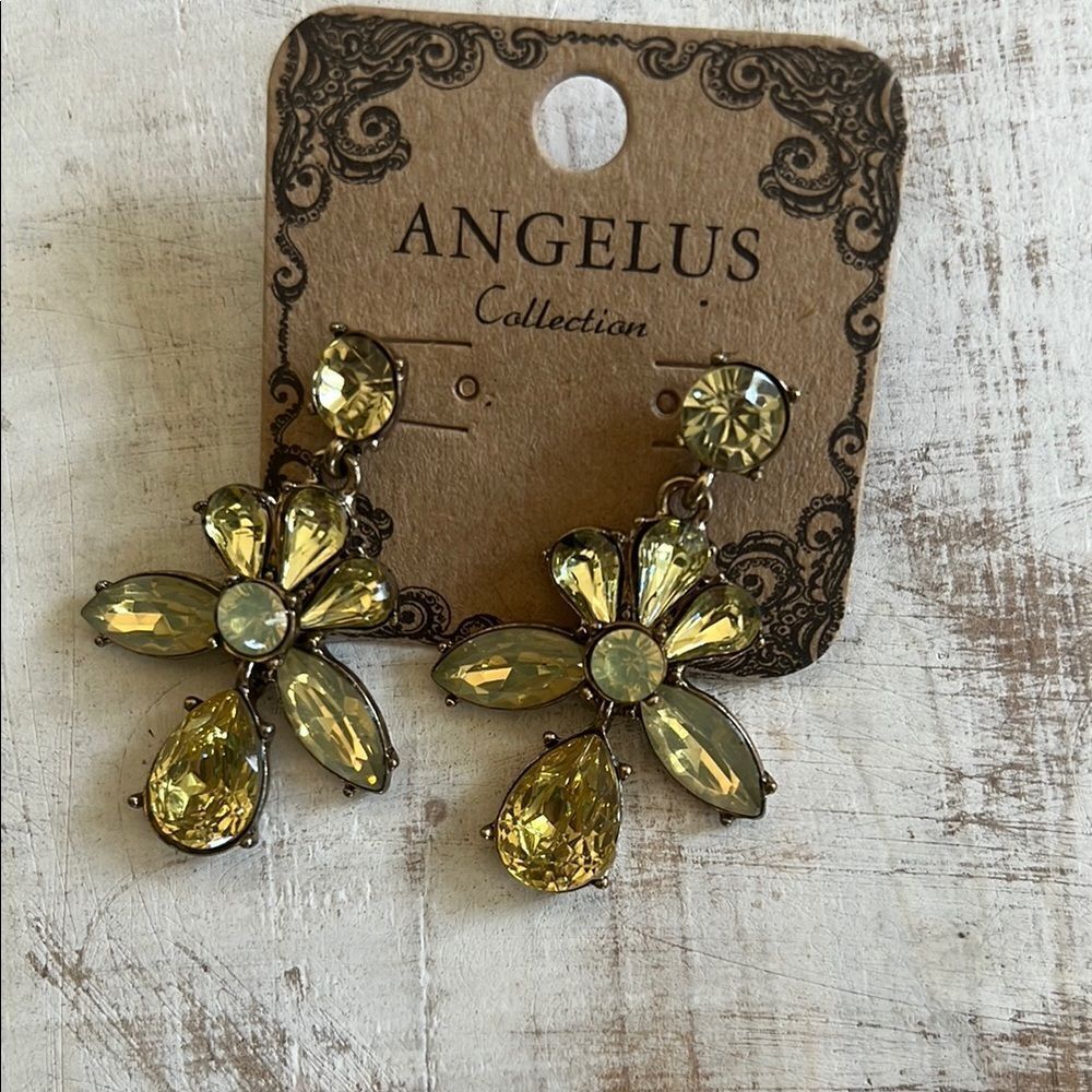 Angelus Yellow Floral Drop Earrings
